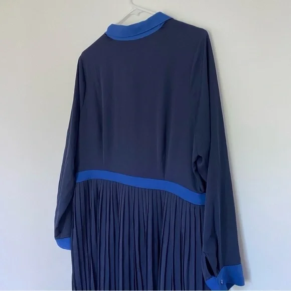 ModCloth Just My Typist Dress Women’s Sz 20 Pleated, Button Front Navy Blue - Picture 9 of 13